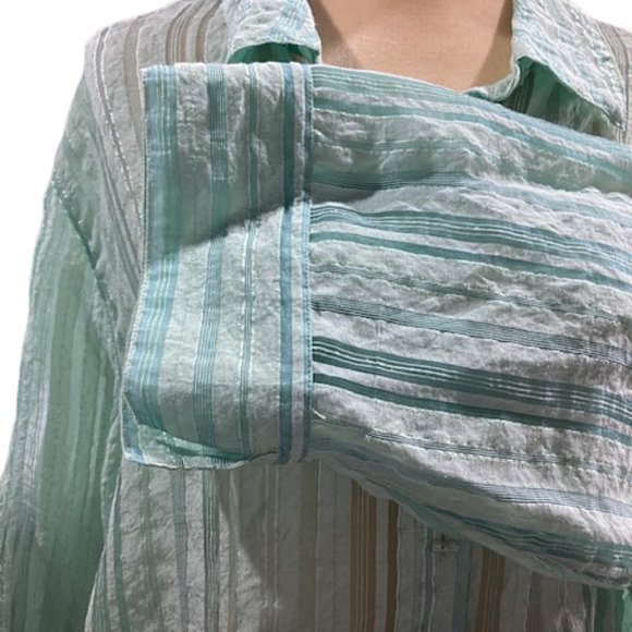 Ruby Rd Mint Green Button Front Top - Picture 4 of 8